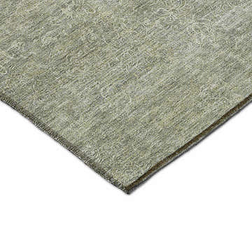 Close-up of Dalyn Luxury Burano BU1 Sage Washable Area Rug. Aloe, green, and muted sage tones with a subtle, farmhouse-style pattern.