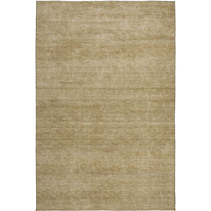 Close-up of Dalyn Luxury Burano BU3 Wheat Washable Area Rug. Beige rug with subtle geometric diamond pattern.