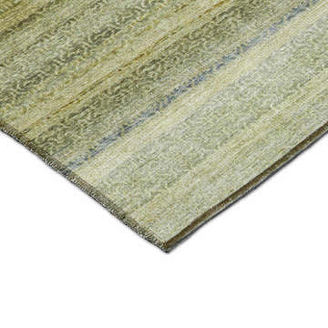Close-up of the Dalyn Luxury Burano BU5 Aloe Washable Area Rug. Features aloe, beige, green, and taupe hues.