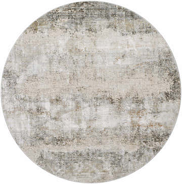 Round Bowdoinham Thick Luxe Boutique Rug with a contemporary abstract design in charcoal, taupe, and light gray. Design-Round-67