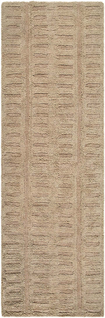 Close-up of a textured Washable Handmade Wool Rug - Brown. Ash, prairie dust, and tan colors. Contemporary style. Design-Runner-268