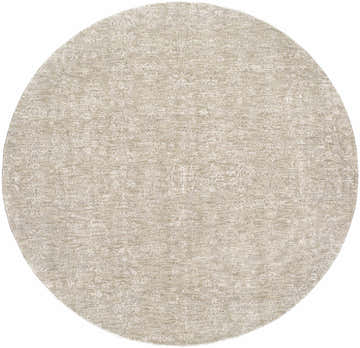Close-up of a round Angeni Area Rug. Light sage color with a subtle traditional pattern. Design-Round-53