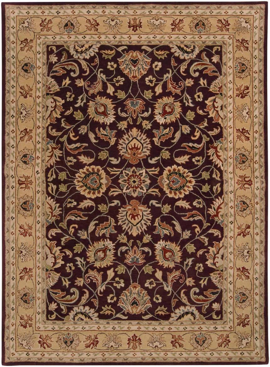 Detailed floral pattern of the Livabliss Caesar Surya CAE-1024 area rug in beige, burgundy, rust, and tan. Design-Rectangle-811