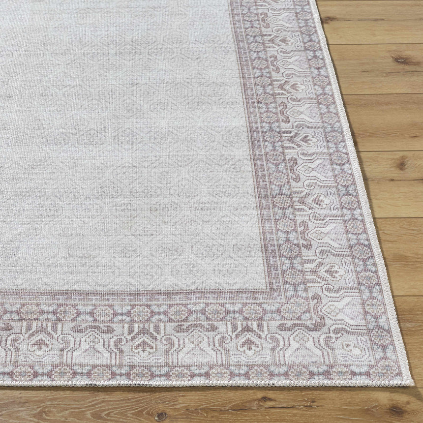 Rainier Cottage Border Brown Washable Rug | Our PNW Home X Livabliss