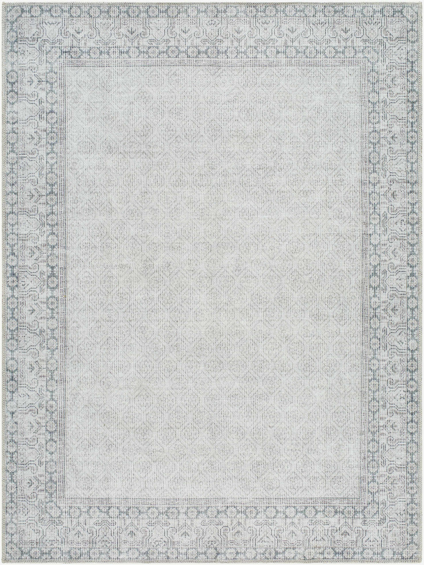Rainier Cottage Border Gray Washable Rug | Our PNW Home X Livabliss