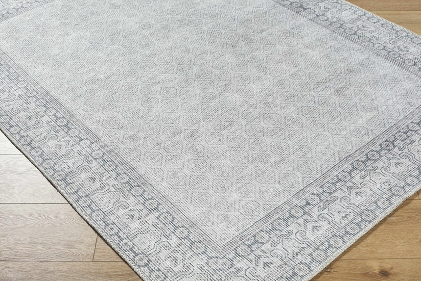 Rainier Cottage Border Gray Washable Rug | Our PNW Home X Livabliss