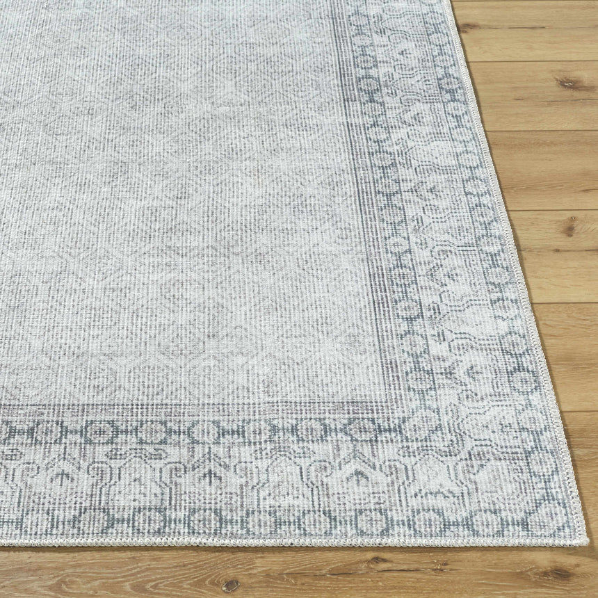 Rainier Cottage Border Gray Washable Rug | Our PNW Home X Livabliss