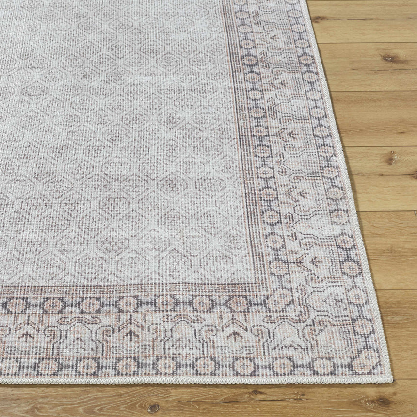Rainier Cottage Border Beige Washable Rug | Our PNW Home X Livabliss