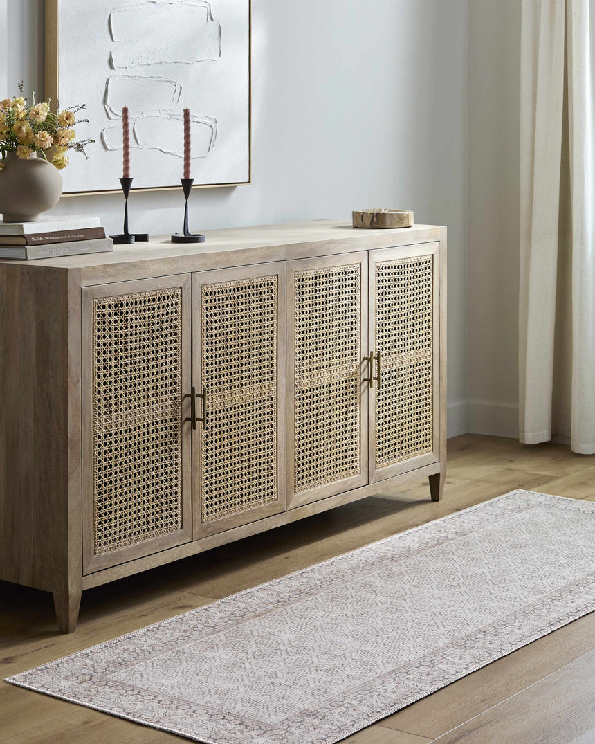 Rainier Cottage Border Beige Washable Rug | Our PNW Home X Livabliss