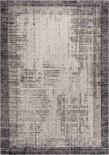 Close-up of the Colson Gray Area Rug featuring a distressed, textured pattern in light silver, onyx, and silver gray. Design-Rectangle-5373