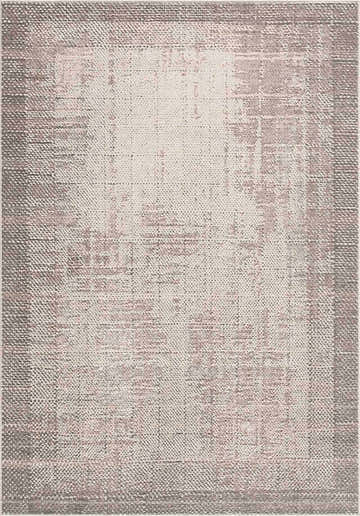 Close-up of Colson Sage area rug. Contemporary design with ash, pale pink, and silver gray hues. Machine woven texture. Design-Rectangle-5373