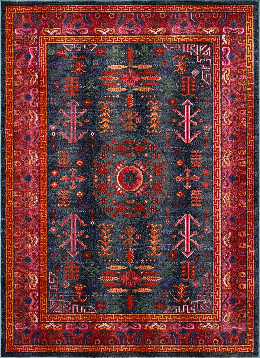 Cleveland Colorful Traditional Area Rug - Teal, Aqua, Navy