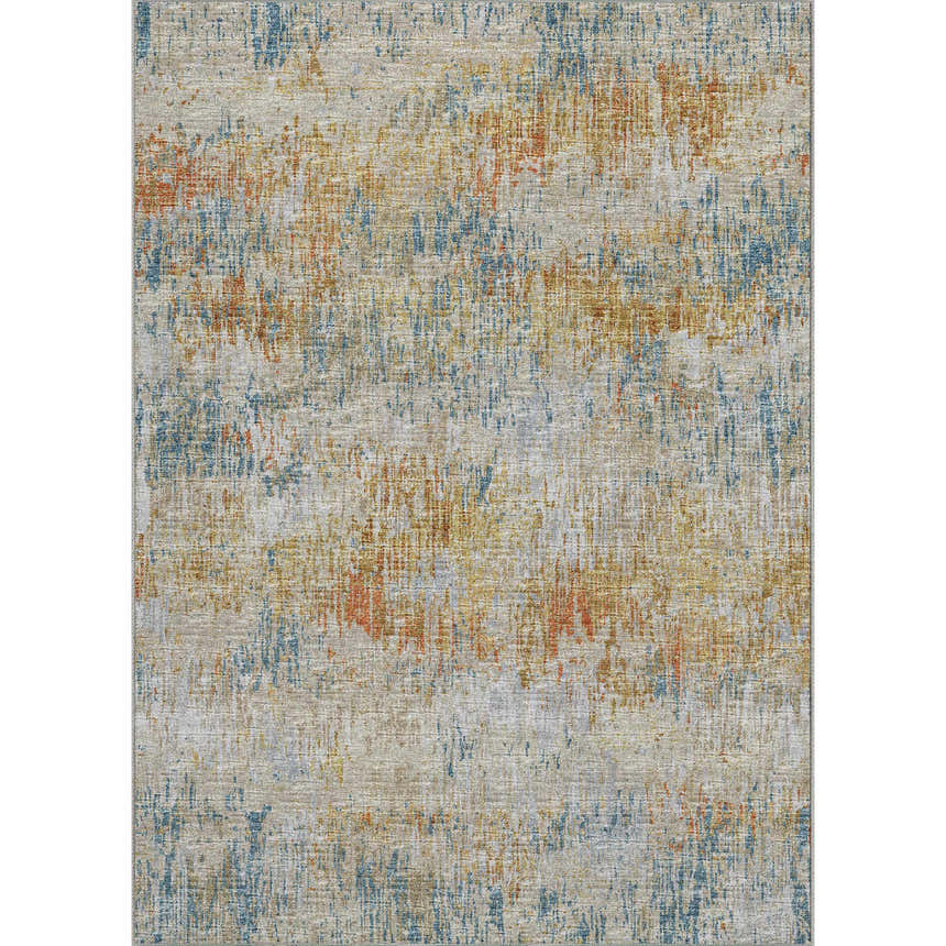 Dalyn Camberly CM1 Sunset Area Rug with beige, gold, spice, and teal abstract design.