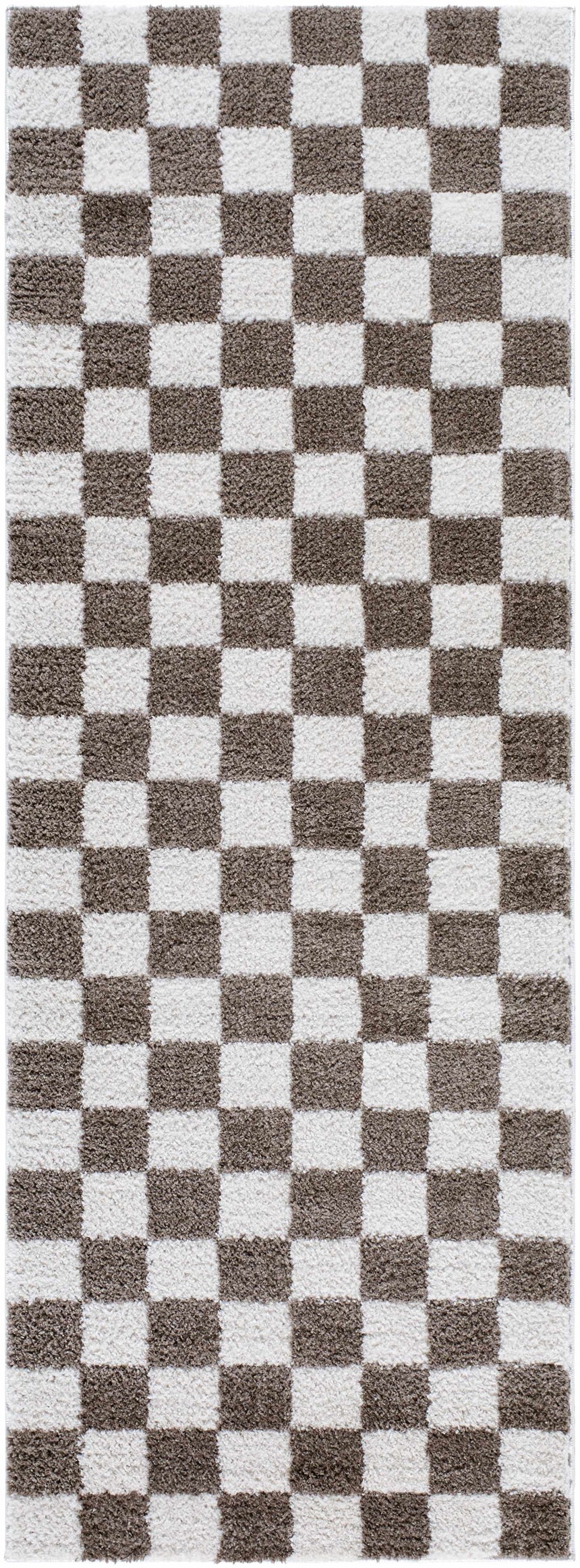 Canika Brown Washable Checkered Area Rug