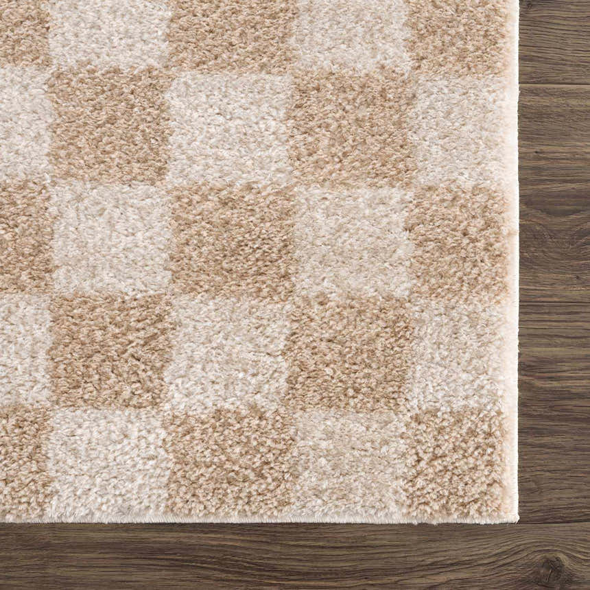 Sample Canika Checkered Cream Washable Area Rug