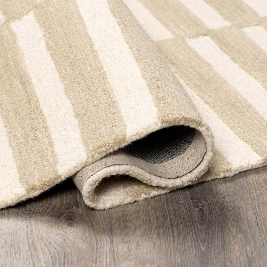 Made to Order Custom Size Idaho Broken-Striped Beige Area Rug | Our PNW Home X Livabliss