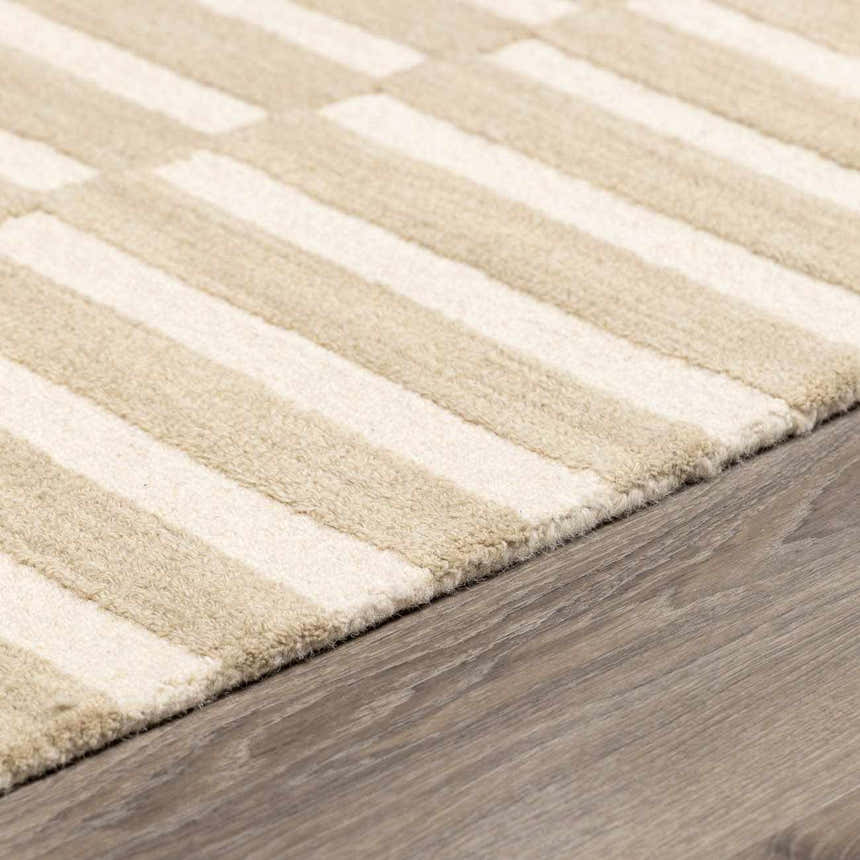 Made to Order Custom Size Idaho Broken-Striped Beige Area Rug | Our PNW Home X Livabliss