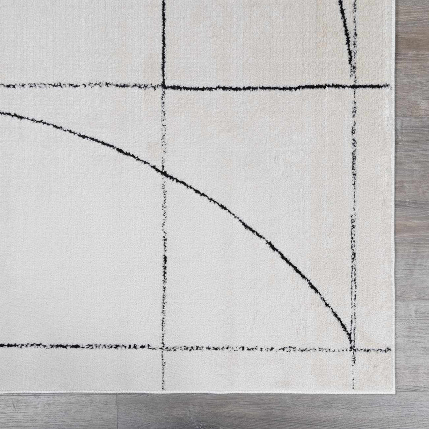 Modern Scandi High Pile Black/Ivory Architect V Area Rug