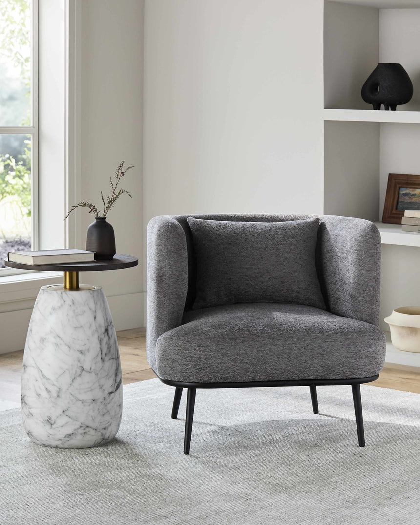 Courtisols Modern Curved Gray Accent Chair