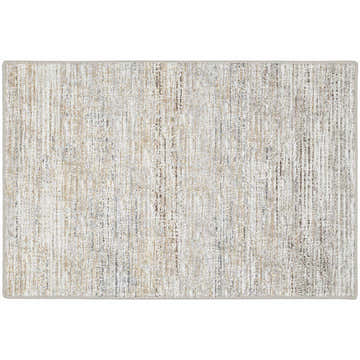 Close-up of the Dalyn Ciara CR1 Linen Area Rug. Beige, chestnut, ivory, and taupe colors with a subtle textured pattern.