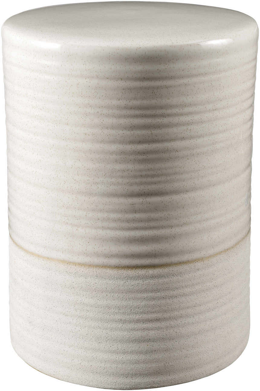Elora Cream Minimalist Cylindrical Ceramic Outdoor Garden Stool
