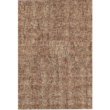 Close-up of the Dalyn Calisa CS5 Sunset Area Rug. Hand-tufted wool rug in chestnut, dark brown, paprika, salmon, and sunset hues.