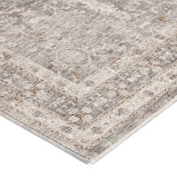 Close-up of the traditional Dalyn Cyprus CY7 Aloe Area Rug, showing aloe, beige, and gray tones.