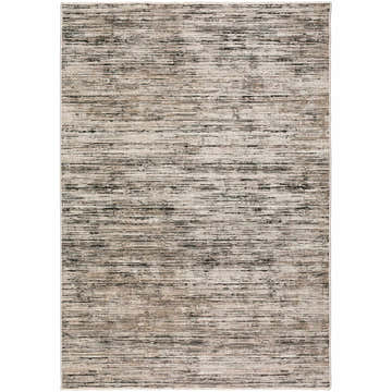 Close-up of the Dalyn Denizi DZ1 Midnight Area Rug featuring chestnut, cream, and midnight horizontal stripes.
