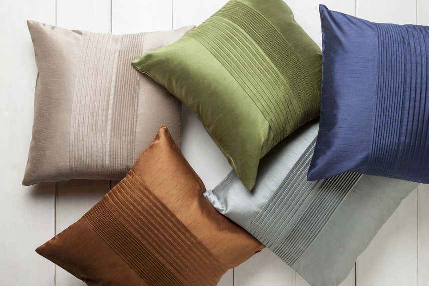 Early Green Pleated Satin Throw Pillow