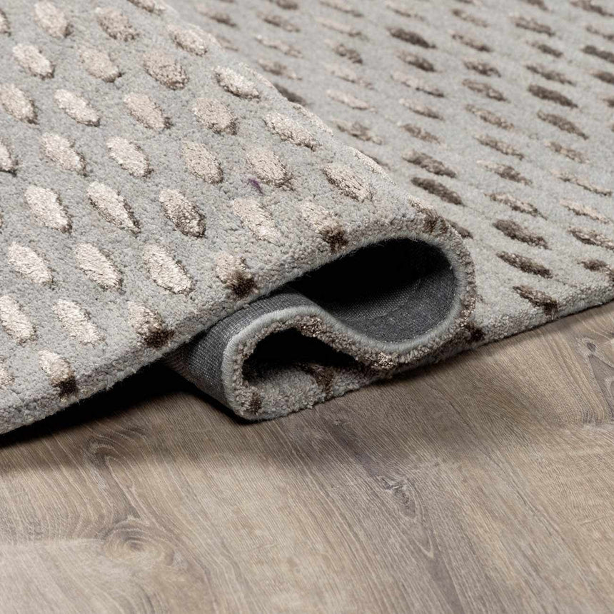 Eldersville Embossed Taupe Premium Viscose&Wool Area Rug