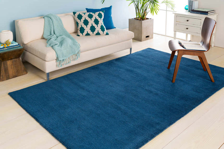 Made to Order Custom Size Brockton Solid Wool Blue Area Rug