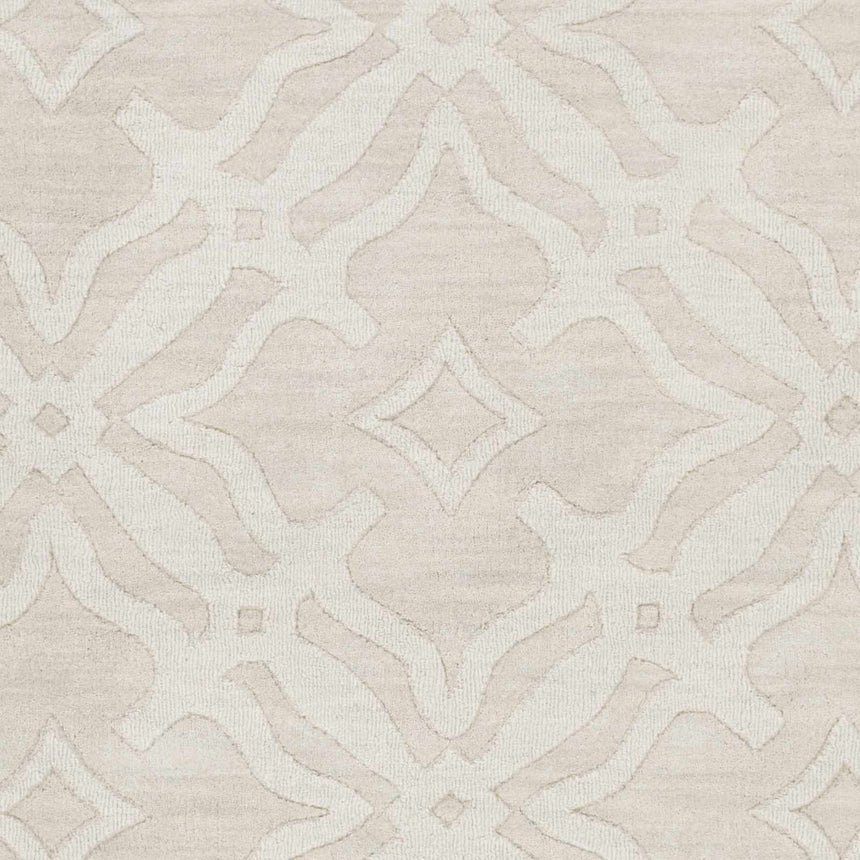 Fyffe Embossed Beige Wool Area Rug