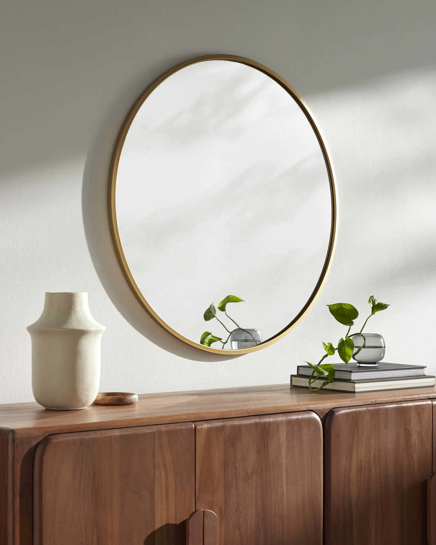 Guindarohan Gold Frame Round Mirror