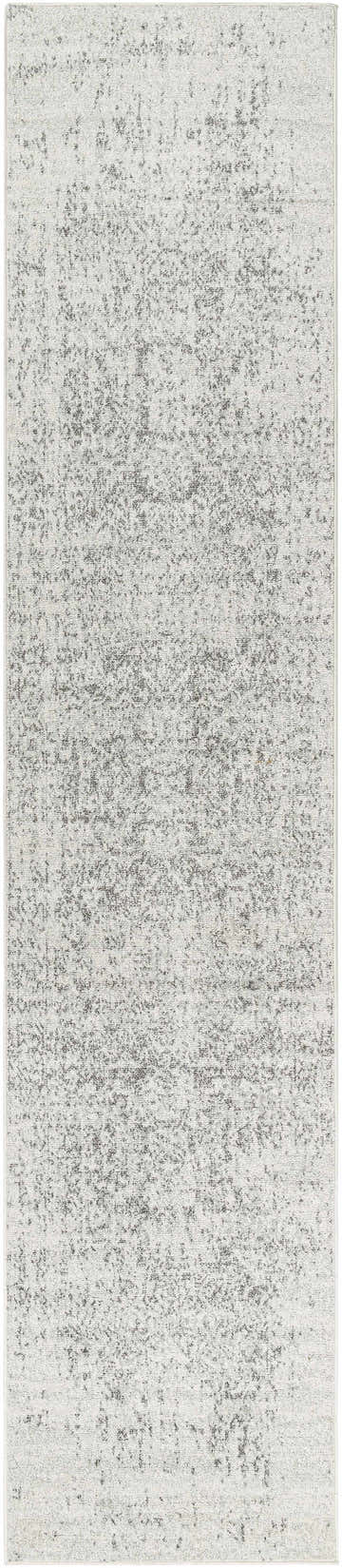 Close-up of the Livabliss Harput HAP-1024 area rug. Charcoal and gray traditional pattern on off-white polypropylene. Design-Runner-2712