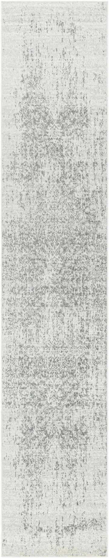 Close-up of Livabliss Harput HAP-1024 area rug. Traditional farmhouse style in charcoal, gray, and off-white. Design-Runner-2720