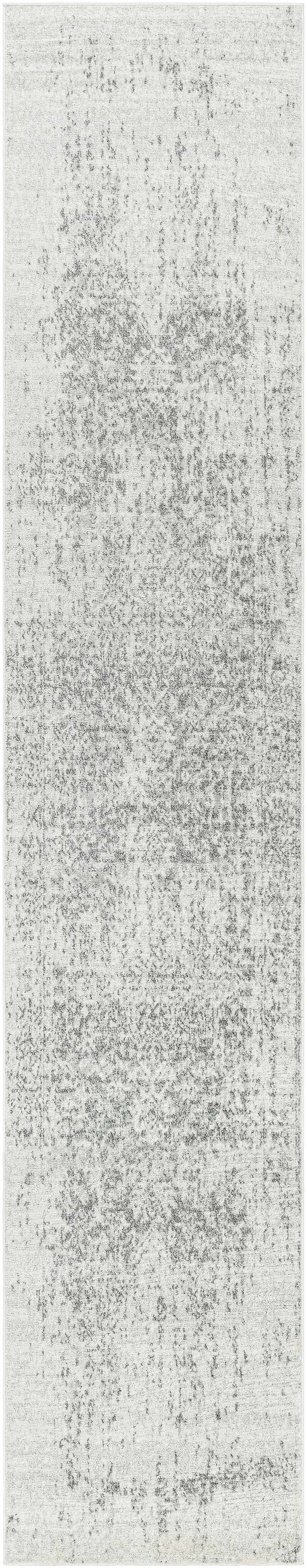 Close-up of Livabliss Harput HAP-1024 area rug. Traditional farmhouse style in charcoal, gray, and off-white. Design-Runner-2720