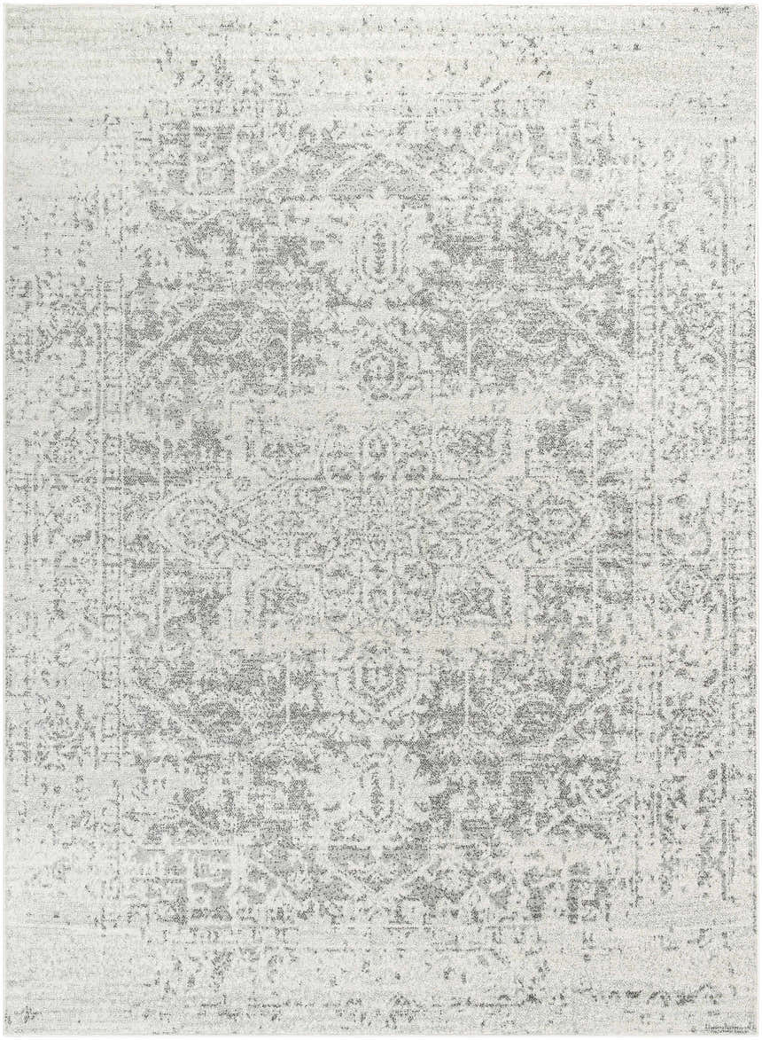 Close-up of Livabliss Harput HAP-1024 area rug featuring a traditional charcoal and off white pattern. Design-Rectangle-679