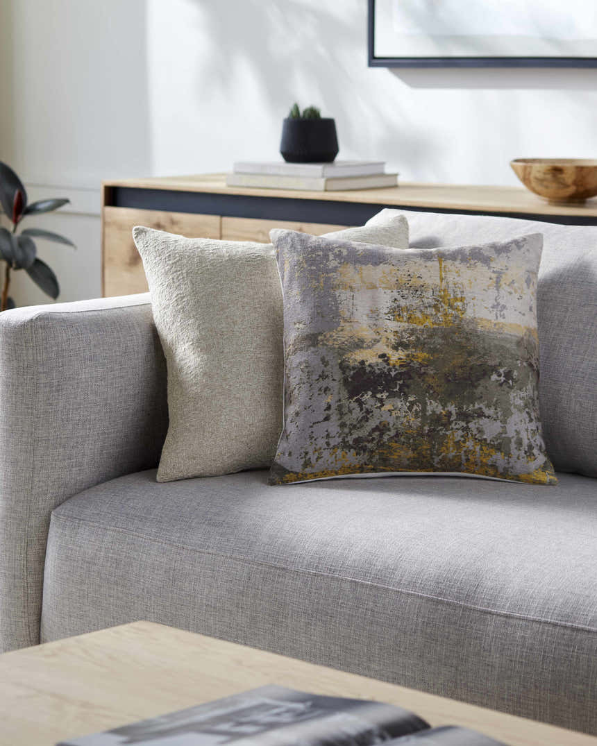 Healin Abstract Yellow/Gray Throw Pillow
