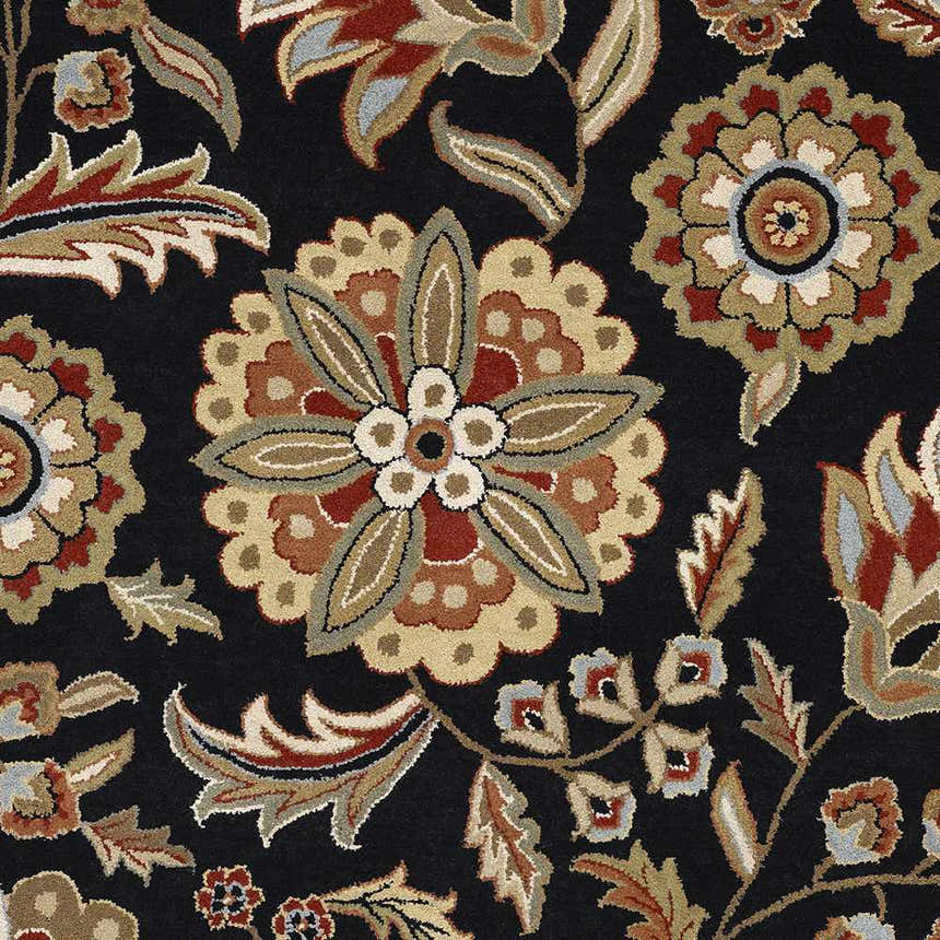 Sample Heaters Black Floral Wool Carpet