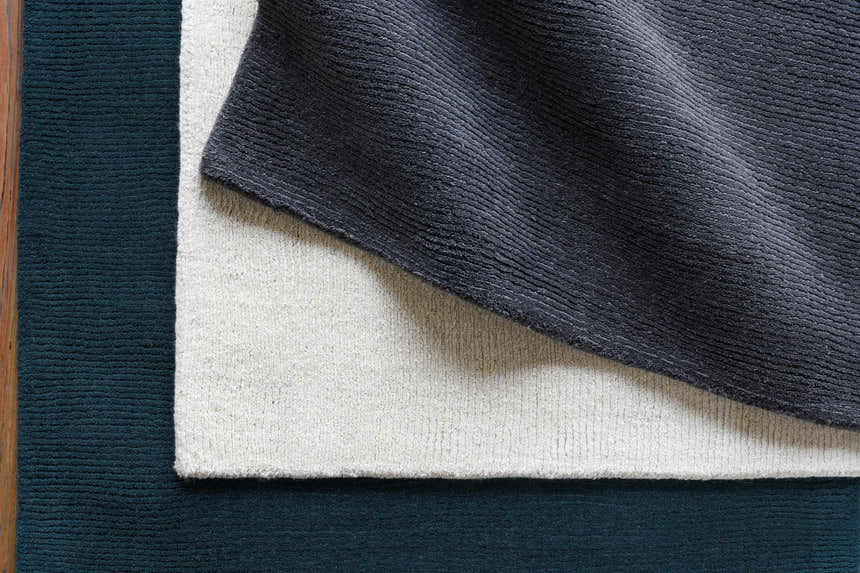 Made to Order Custom Size Brockton Solid Wool Dark Blue Area Rug