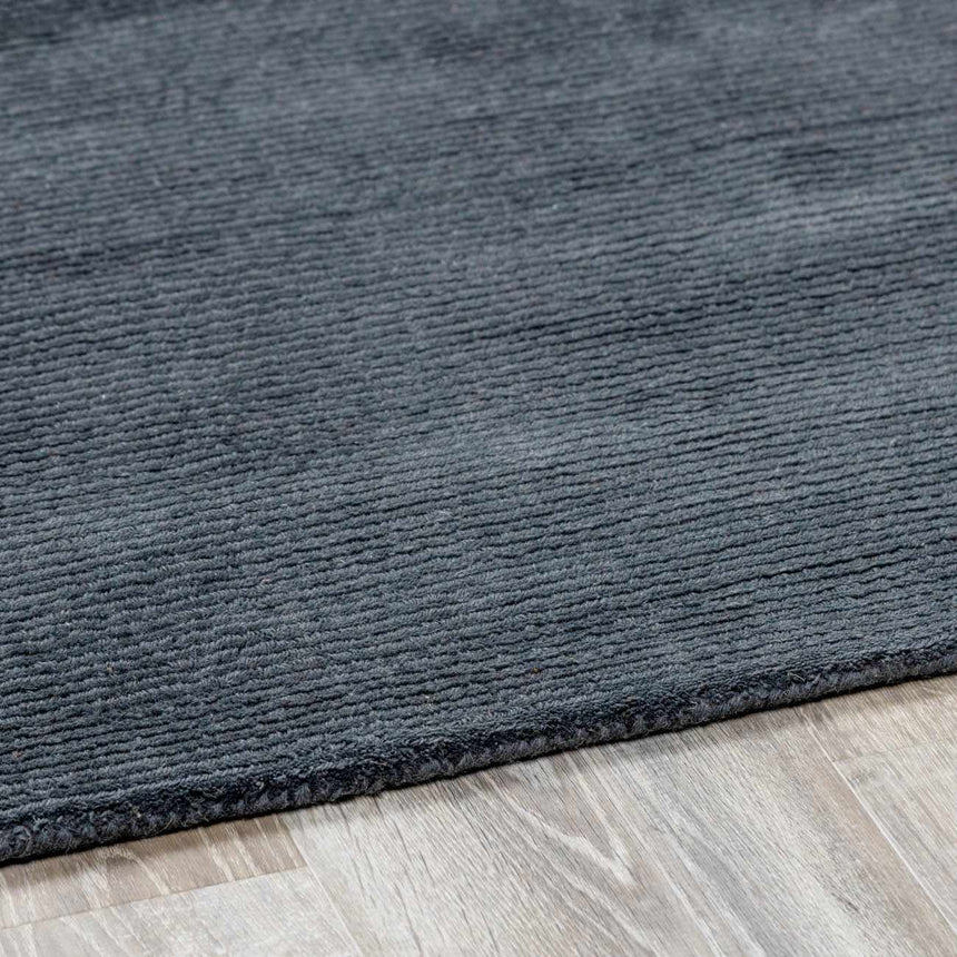 Brockton Solid Night Blue Wool Rug