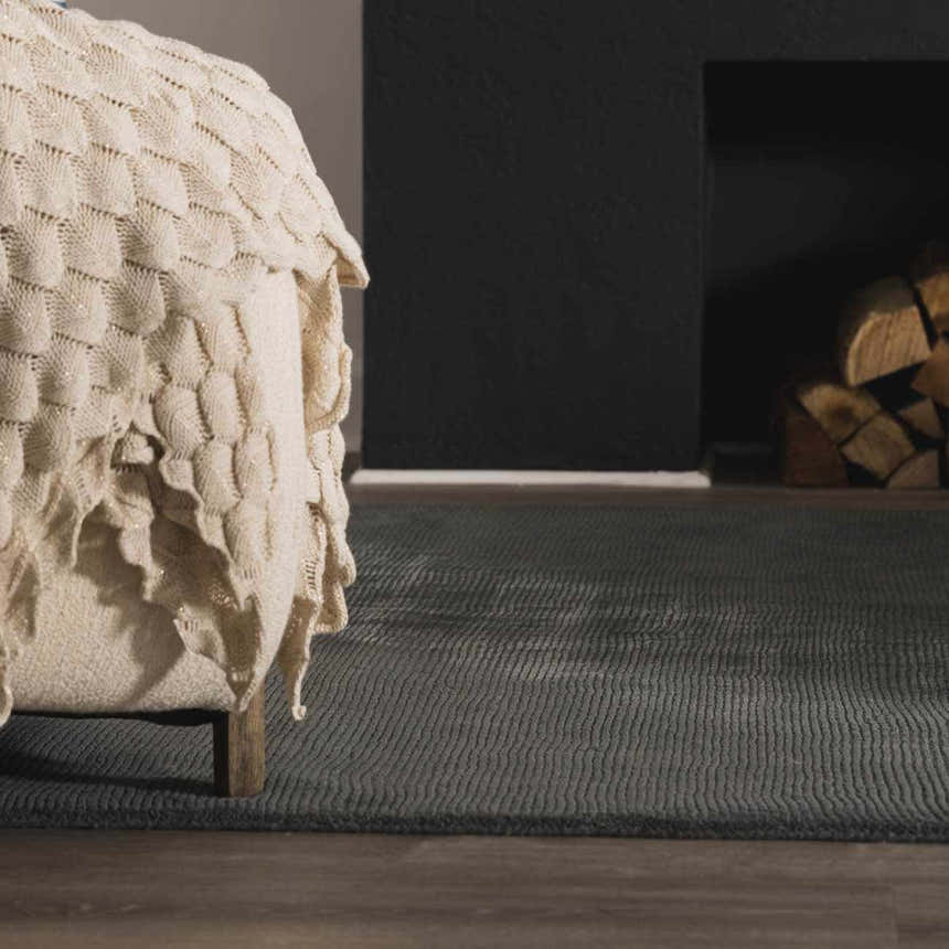 Made to Order Custom Size Brockton Solid Wool Charcoal Area Rug