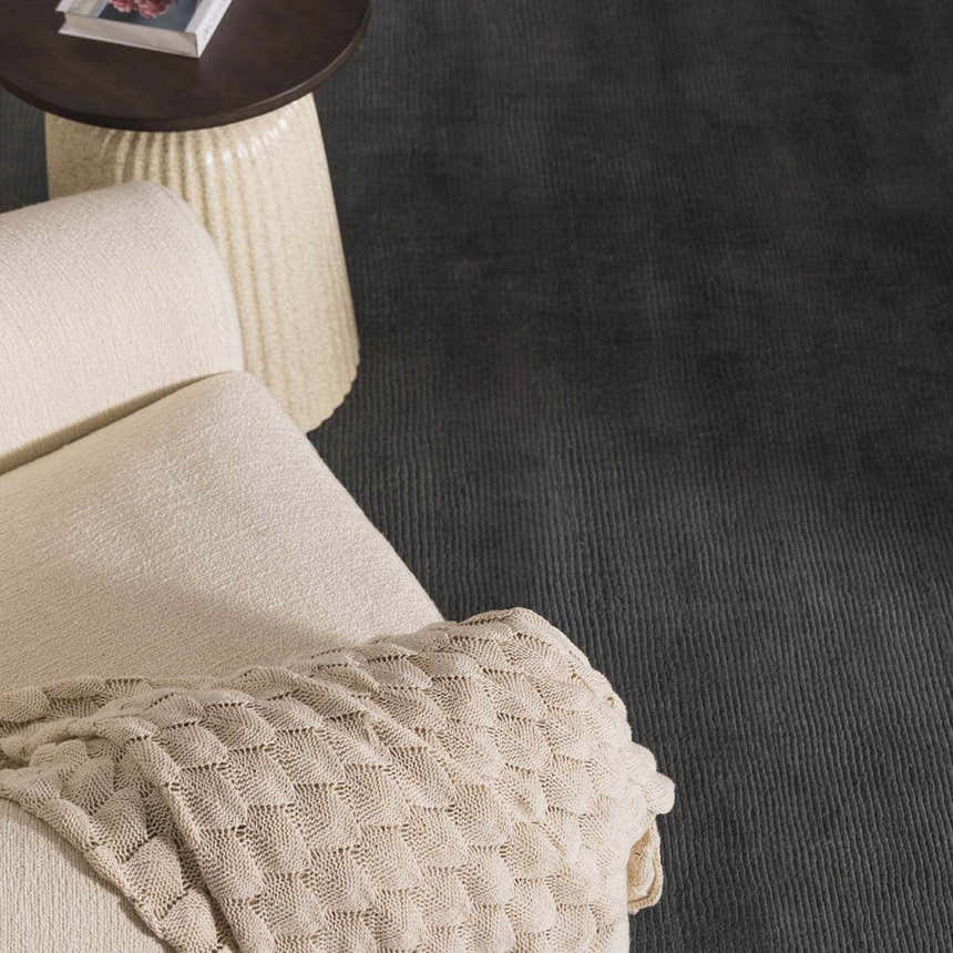 Made to Order Custom Size Brockton Solid Wool Charcoal Area Rug