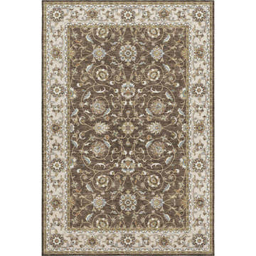 Dalyn Luxury Hatay HY1 Chocolate rug with a traditional floral pattern in brown, beige, and ivory. Machine-made rectangular shape.