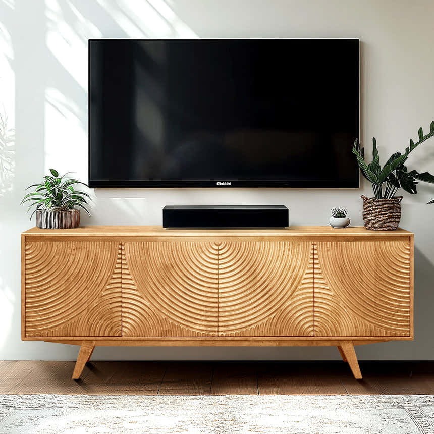 Acacia Harmony TV Stand with Storage for TVs up to 80