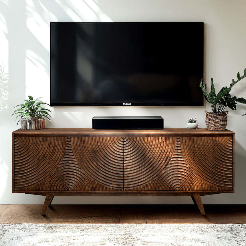 Acacia Harmony TV Stand with Storage for TVs up to 80