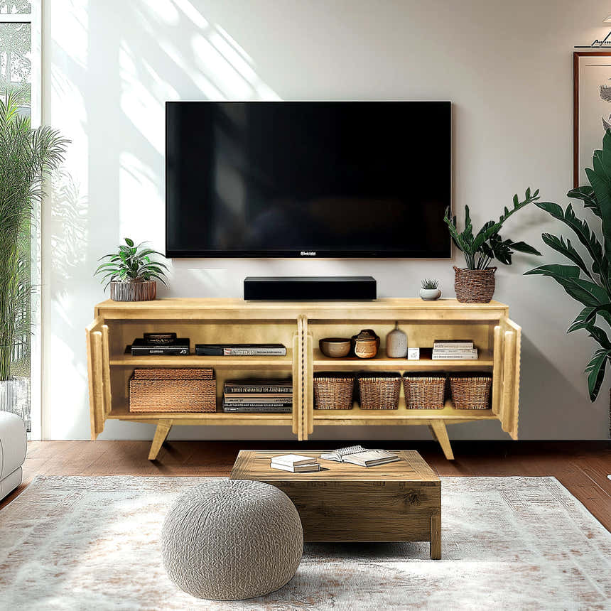 Acacia Harmony TV Stand with Storage for TVs up to 80