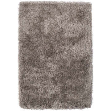 Close-up of the plush Dalyn Impact IA100 Mushroom Area Rug, showcasing its shag texture and neutral mushroom color.