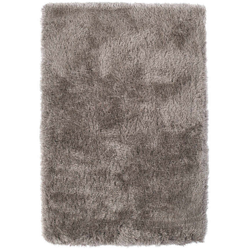 Close-up of the plush Dalyn Impact IA100 Mushroom Area Rug, showcasing its shag texture and neutral mushroom color.