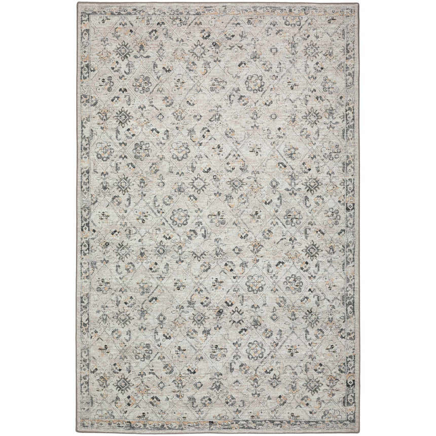 Dalyn Jericho JC8 Mink Area Rug featuring a traditional floral pattern in mink, taupe, gold, and chestnut.